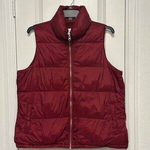 Old Navy Womens Puffer Vest XL Burgundy Nylon & Polyester